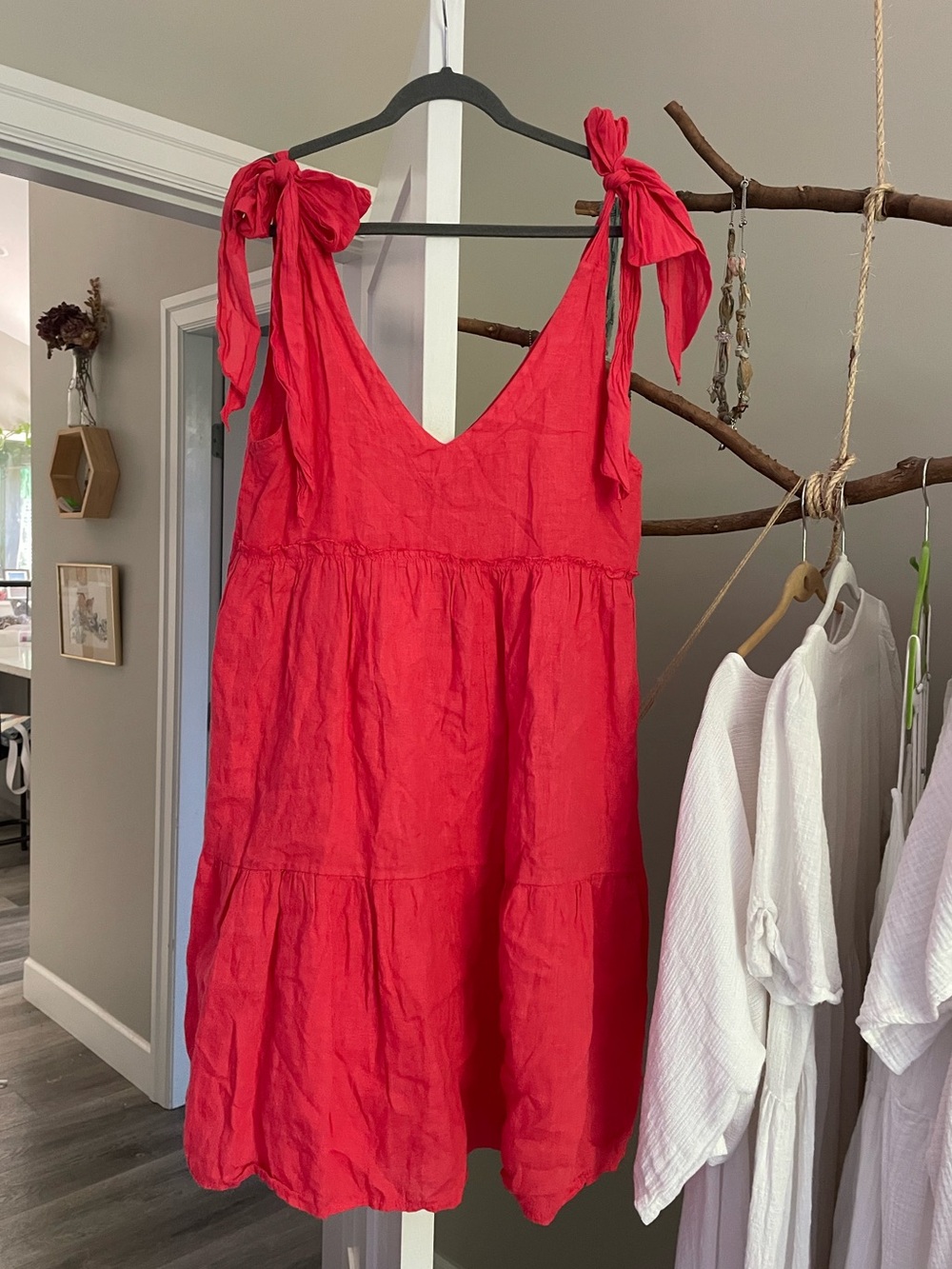 Bellambra coral linen dress - oversized S